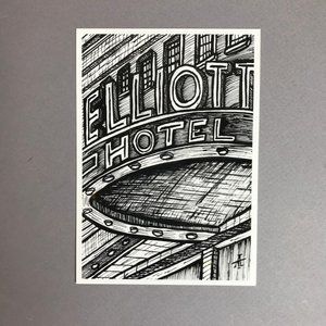 HOTEL ELLIOT Frame-able Postcard "Vintage" Look